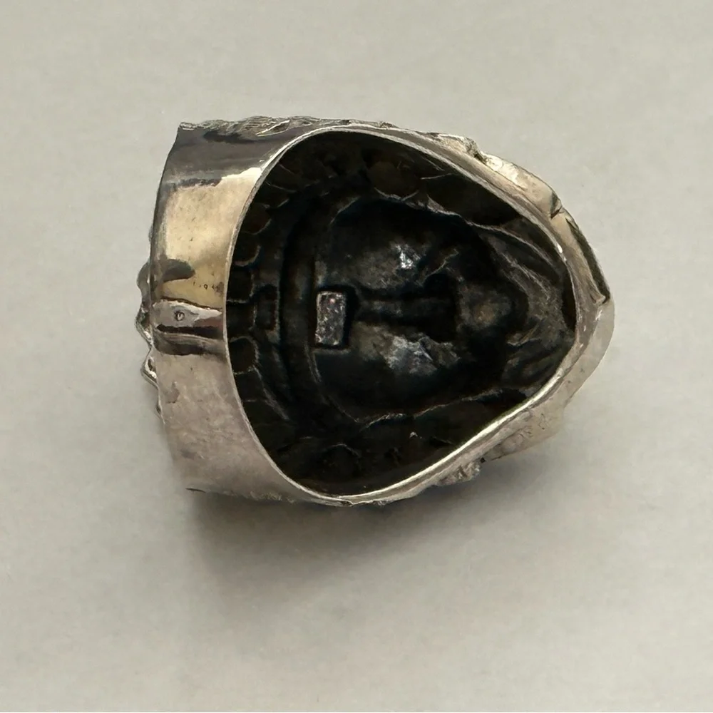 925 Silver Native American Indian Chief Warrior Ring - Picture 4 of 6
